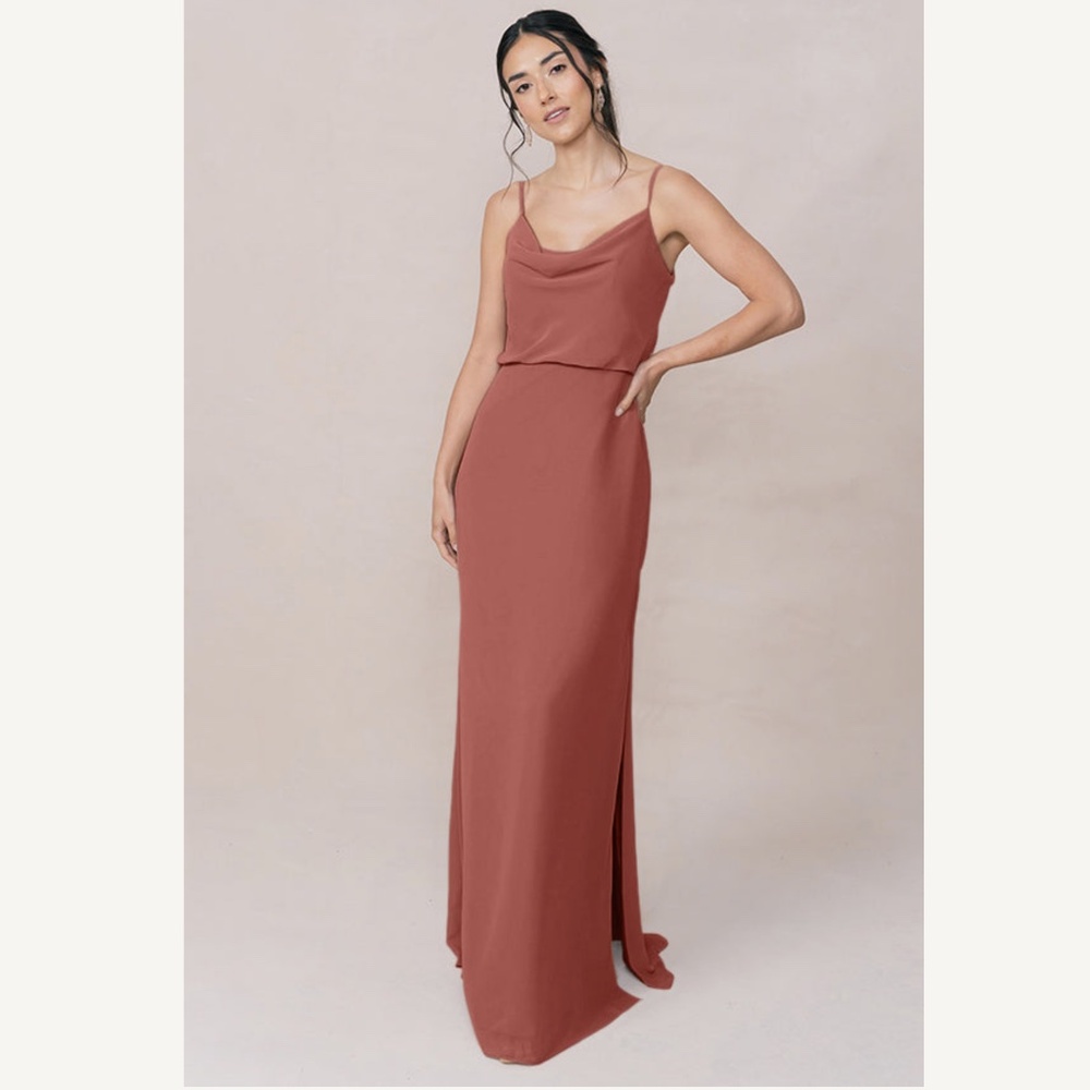 Revelry SKYE Chiffon Dress Rose Sleeveless Cowl Neck Maxi Dress 0